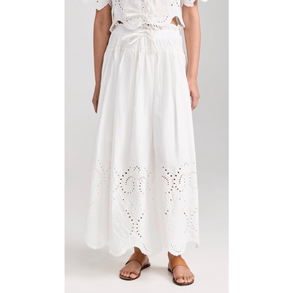 Moon River Eyelet Midi Skirt NWT